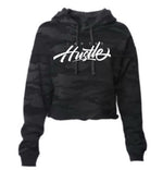 Load image into Gallery viewer, Ladies I Am The Hustle White Graffito - Black Camo Crop Hoodie-money_motivation_brand
