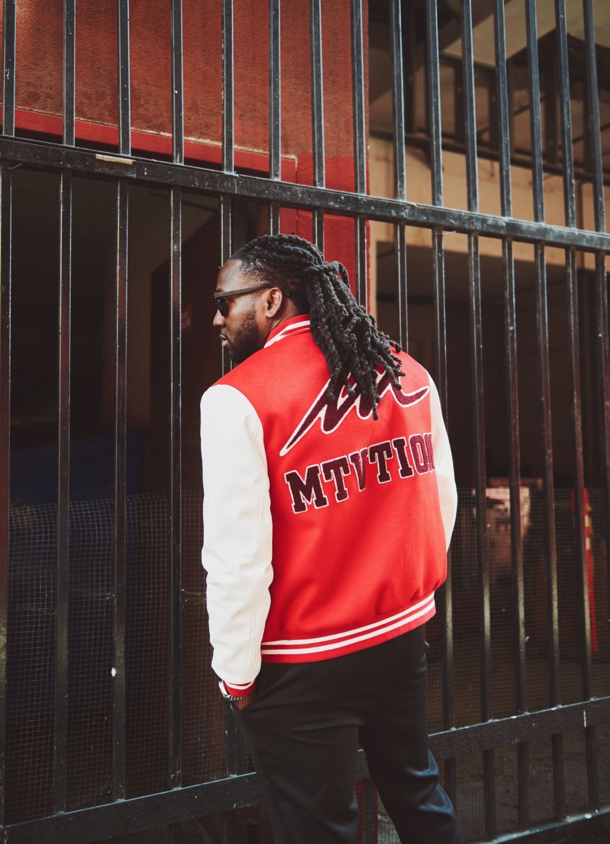 Signature M Letterman Jacket – Crimson