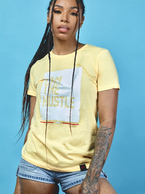 Ladies I Am The Hustle Flag Tee – Banana Cream