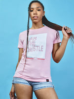 Load image into Gallery viewer, Ladies I Am The Hustle Flag Tee – Pink Lemonade
