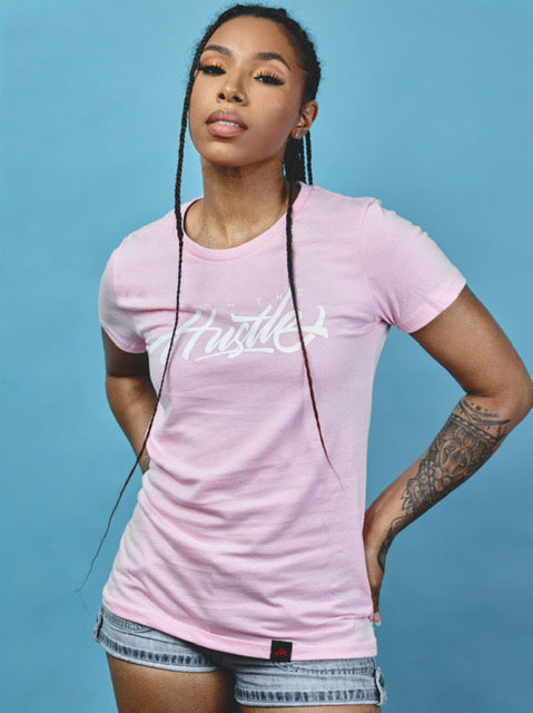 Ladies I Am The Hustle Graffito - Light Pink Perfect Tee