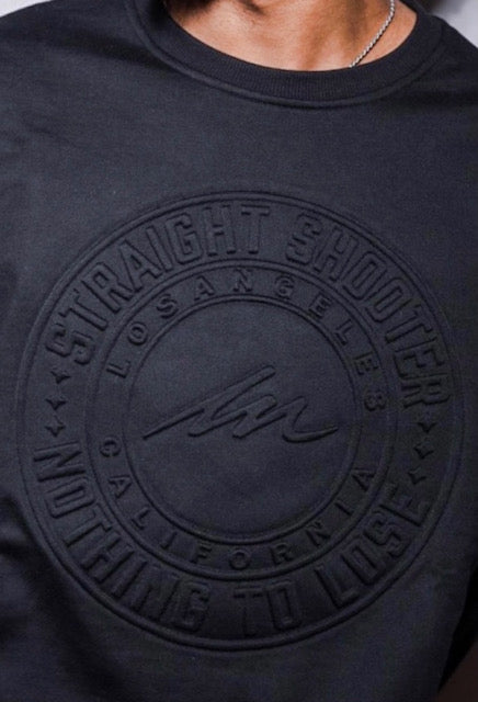 Straight Shooter Embossed Crewneck – Eclipse (Black)