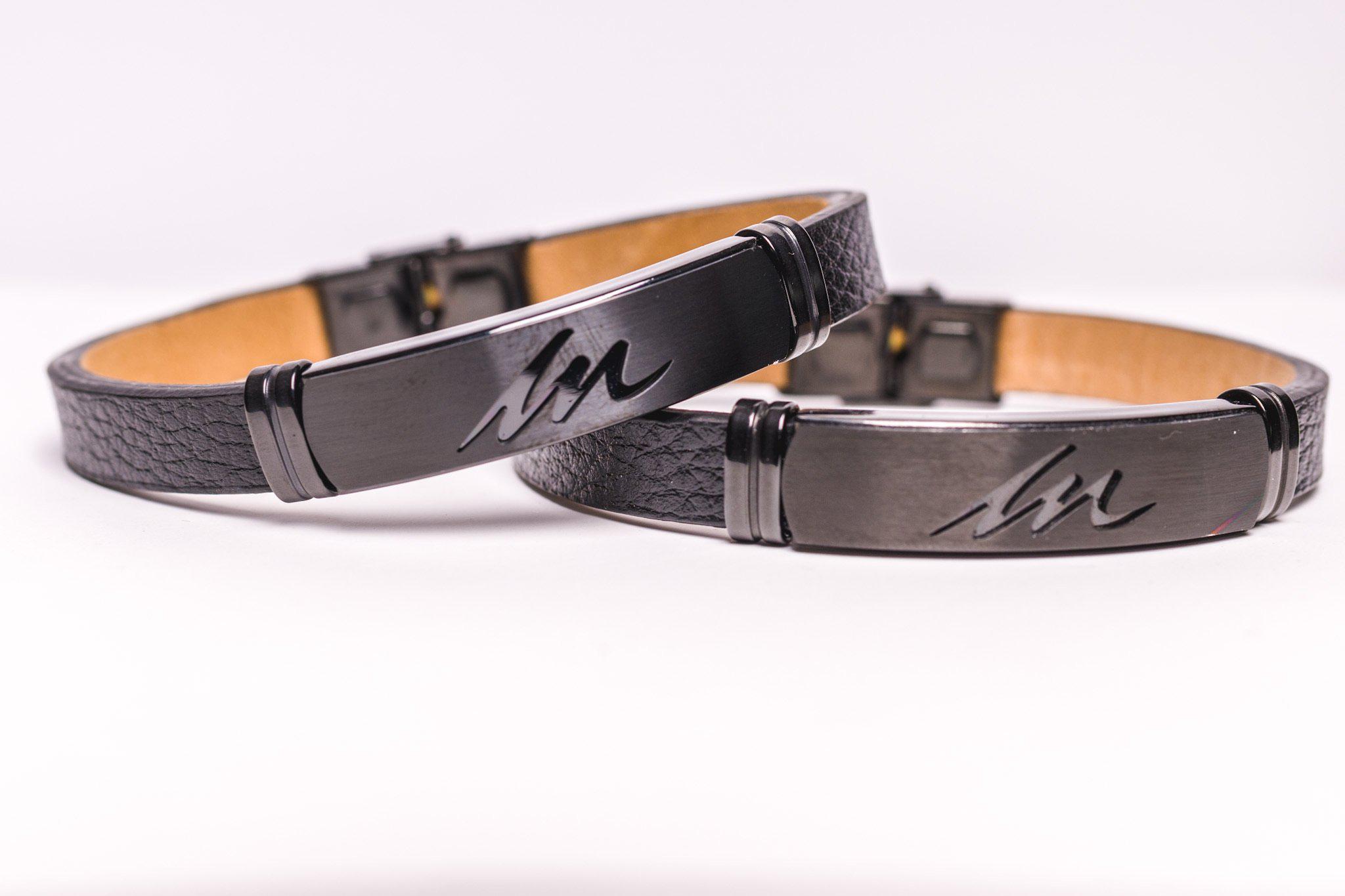 leather bracelet monogram eclipse black