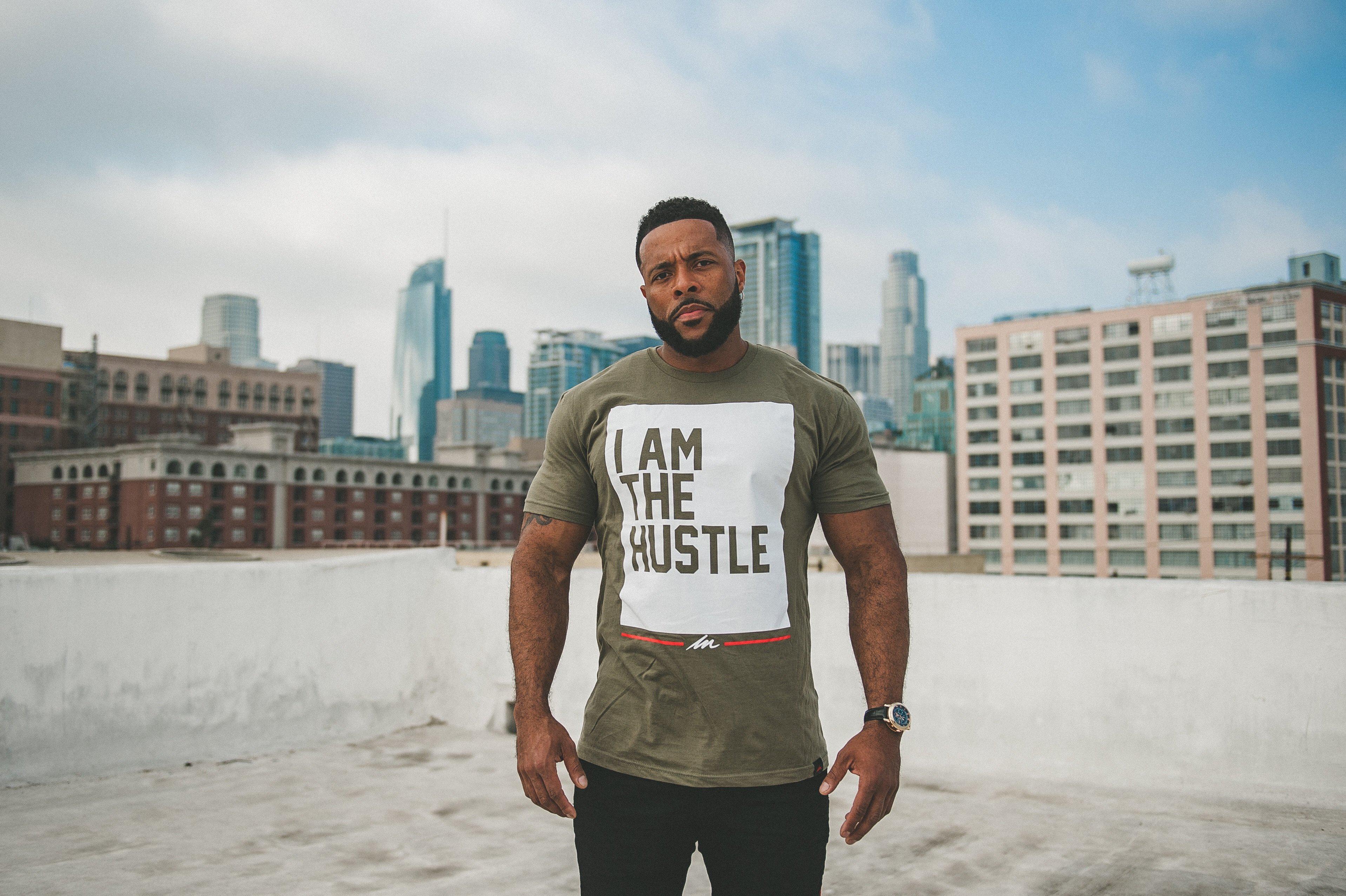 I Am The Hustle Flag - Military Green Shirt-money_motivation_brand