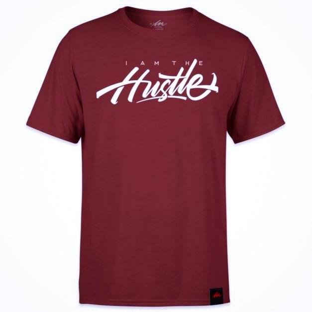 I Am The Hustle Graffito - Maroon Shirt-money_motivation_brand