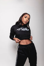 Load image into Gallery viewer, Ladies I Am The Hustle Graffito - Black Crop Hoodie
