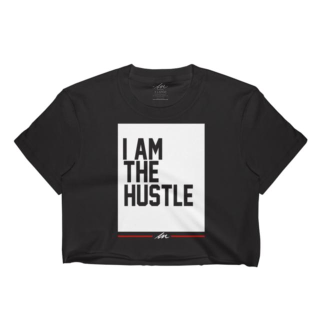 Ladies I Am The Hustle Flag - Black Cali Crop-money_motivation_brand