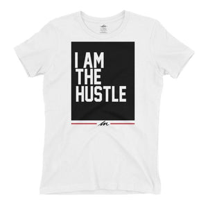 Ladies I Am The Hustle Flag - White Perfect Tee-money_motivation_brand