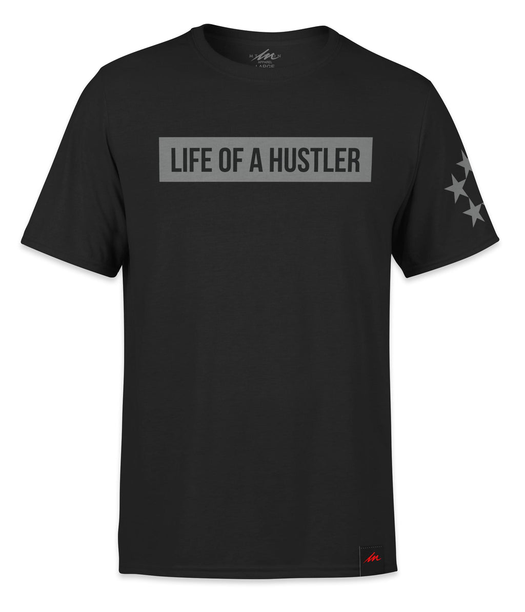 Life of a Hustler Charcoal Block - Black Shirt-money_motivation_brand