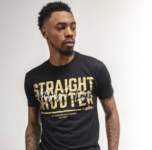 Straight Shooter Gold - Black Shirt-money_motivation_brand