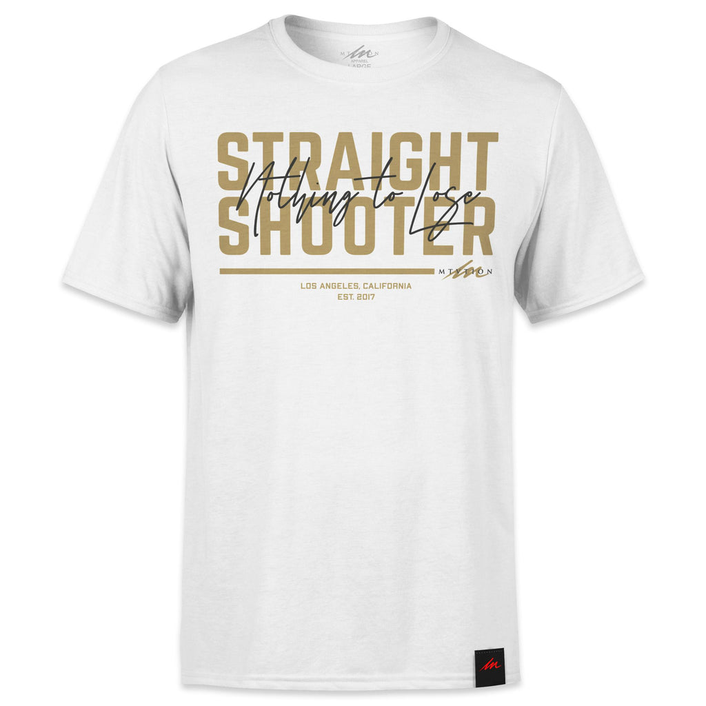 Straight Shooter Gold - White Shirt-money_motivation_brand