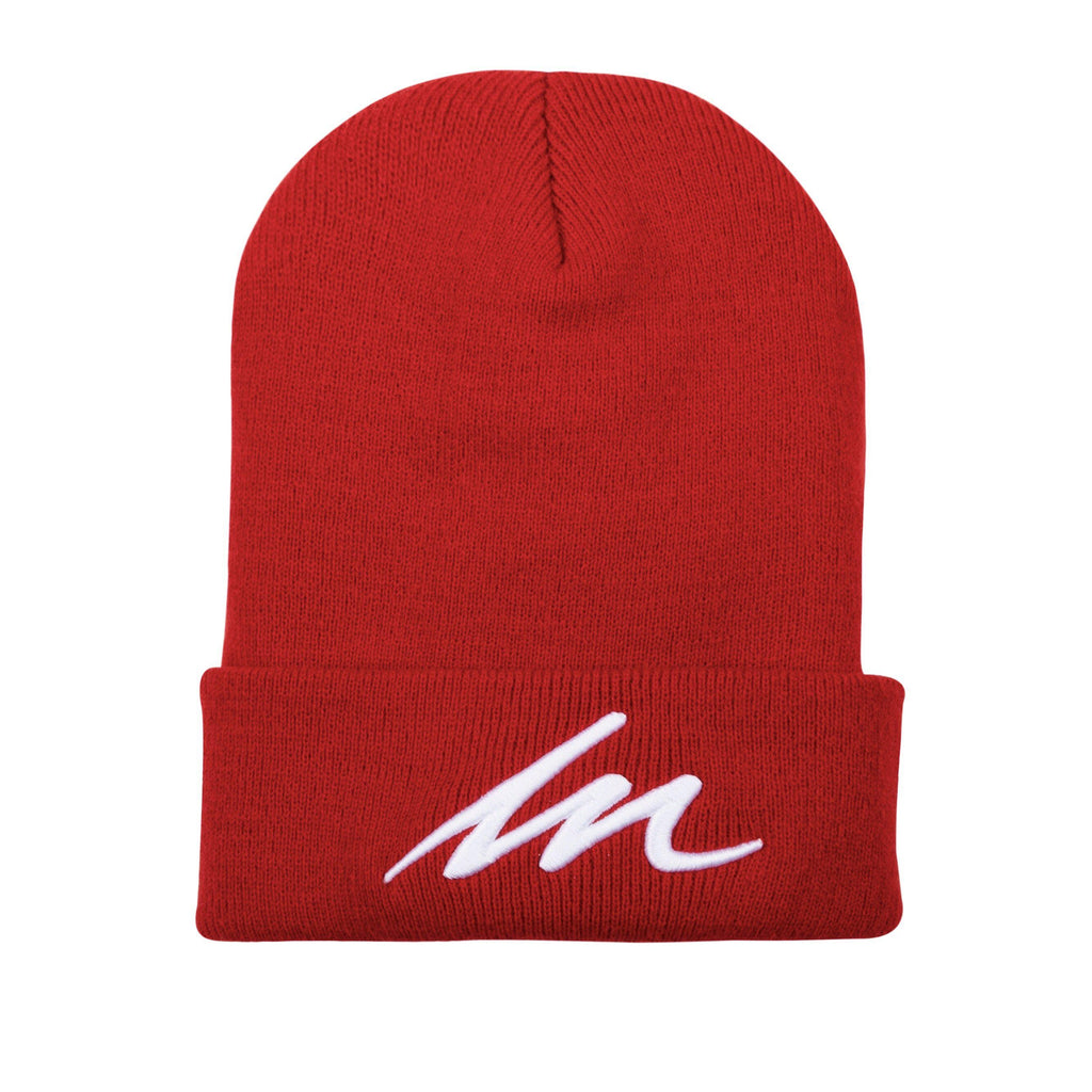 White Sand MM Red Cuffed Beanie-money_motivation_brand